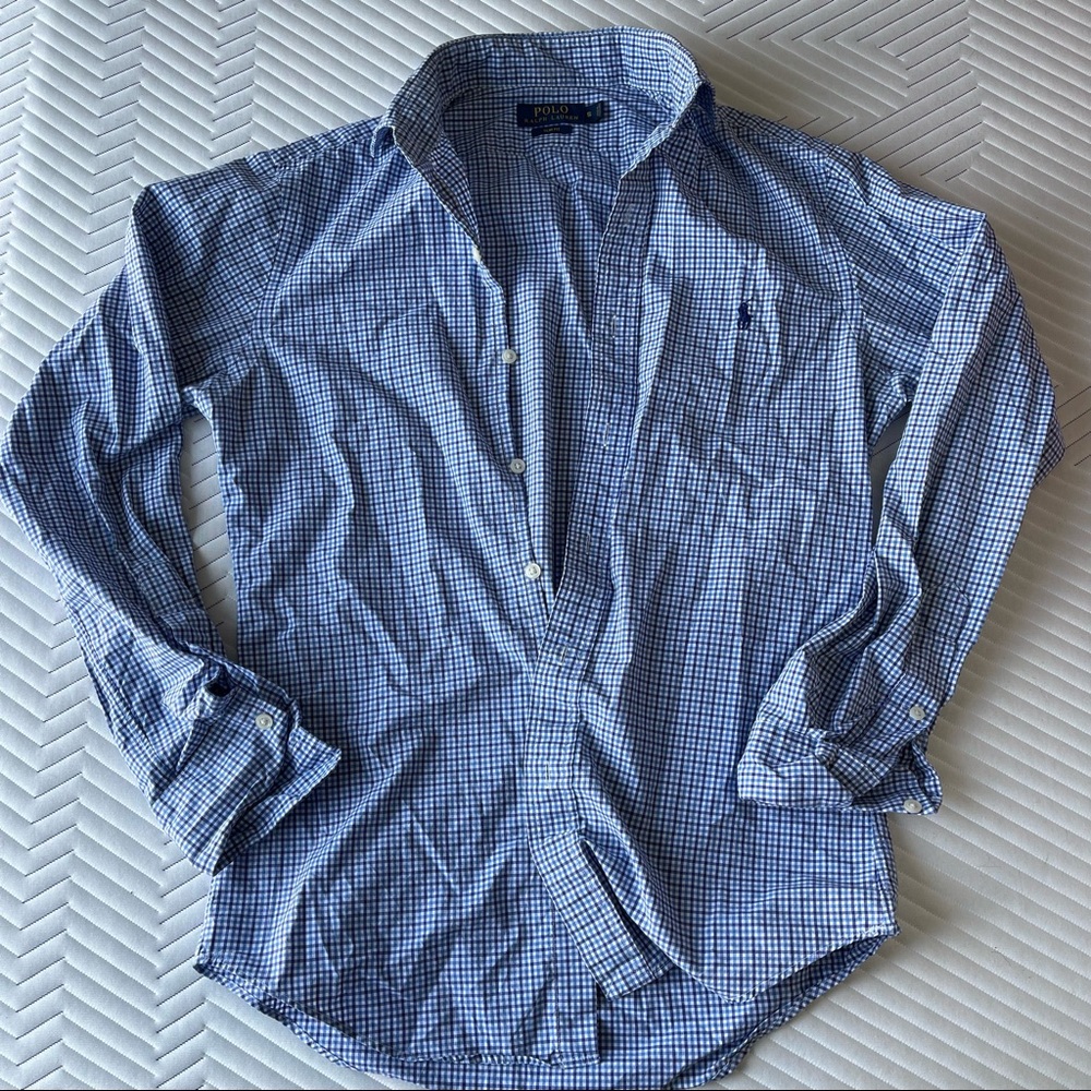 💥SOLD💥 Polo Ralph Lauren Men’s Blue Checkered Shirt Slim Fit Small